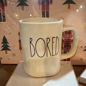 Rae Dunn Cream 'Bored' Mug